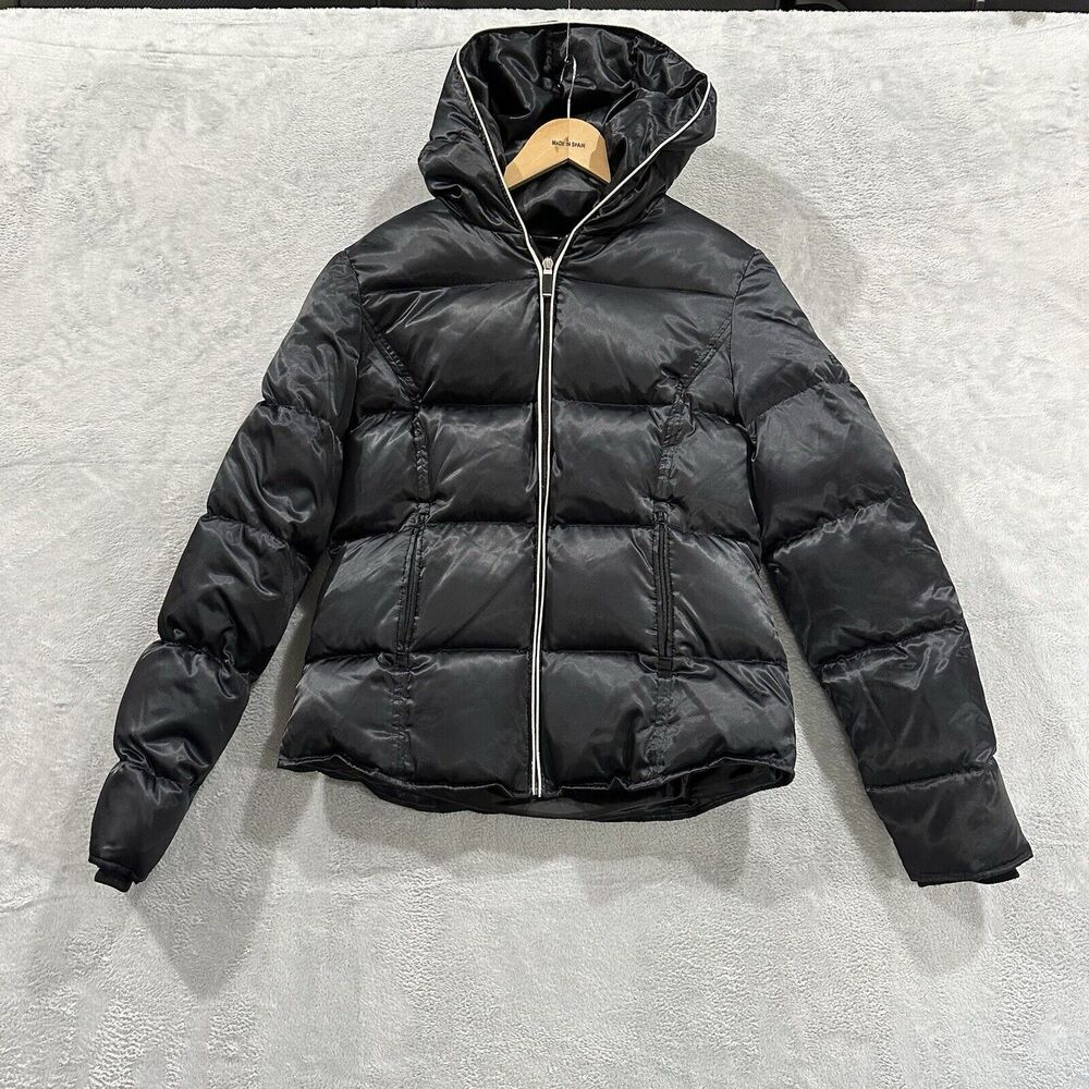 BMW Down jacket Puffer Hooded Quilted Women Large‎ Activewear Black
